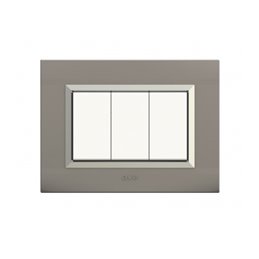 PLAQUE SOMEF NOVA 45PLN03AOC 3 MODULE GRIS AVEC CADRE CHROME