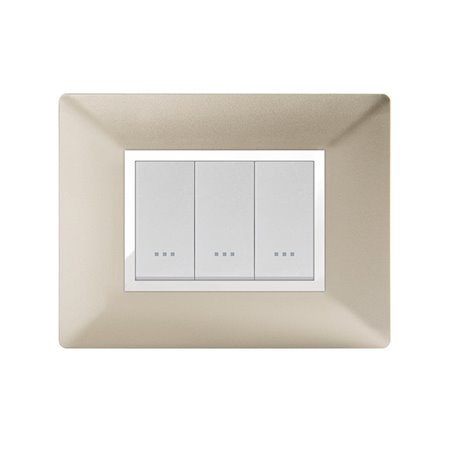 PLAQUE STIEL ALPHA 703-3C 3 MODULE CHAMPAGNE