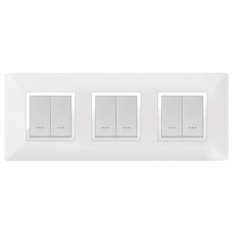 PLAQUE STIEL CARRE 704-6BC 2+2+2 BLANC A ENJOLI CHROME