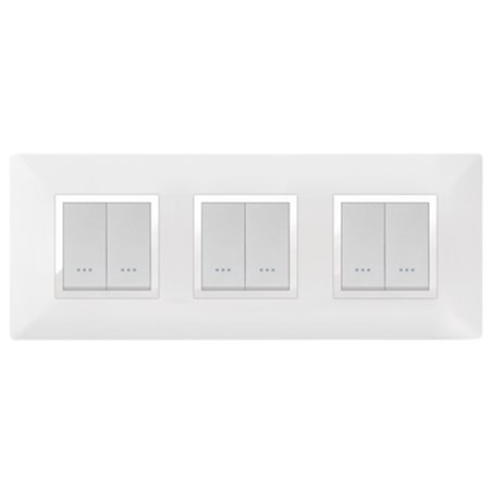 PLAQUE STIEL CARRE 704-6BC 2+2+2 BLANC A ENJOLI CHROME