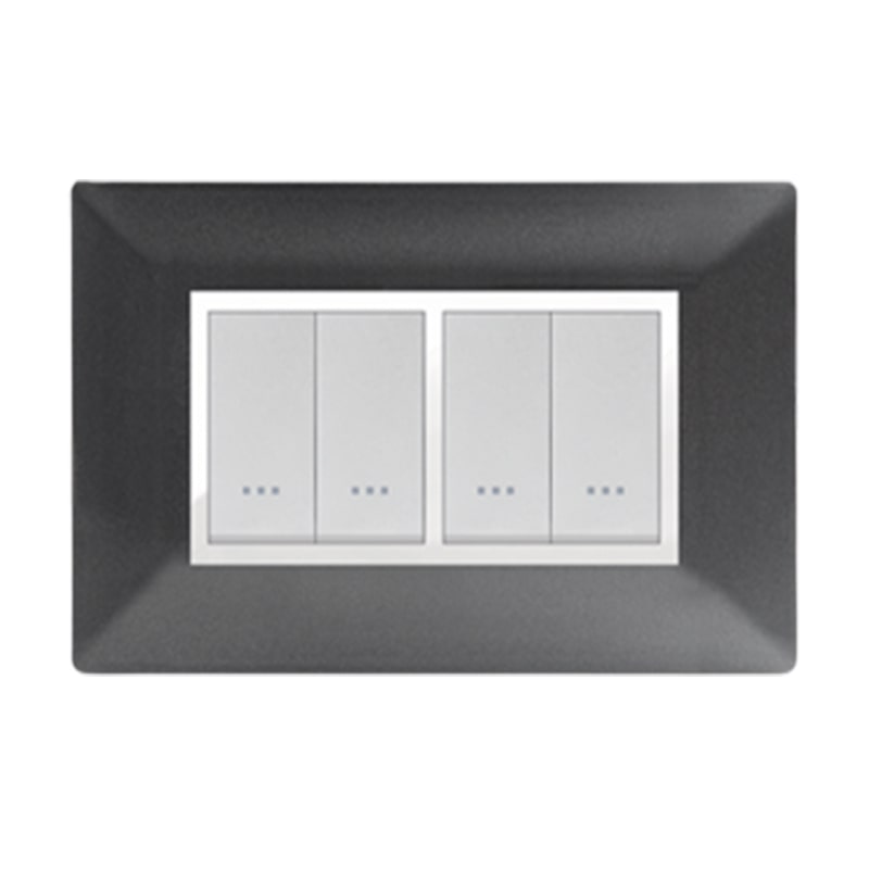 PLAQUE STIEL ALPHA 703-4NM 4 MODULES NOIR METALLISE