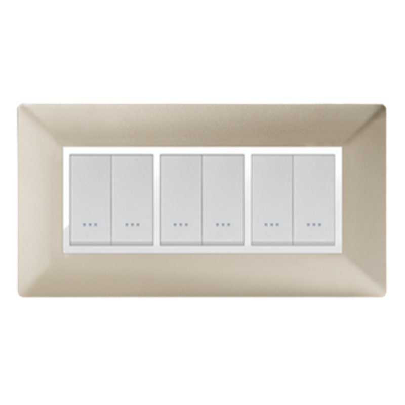 PLAQUE STIEL ALPHA 703-6C 6 MODULE CHAMPAGNE