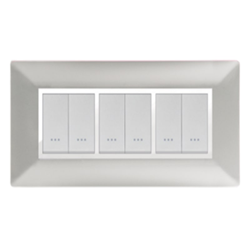 PLAQUE STIEL ALPHA 703-6S 6 MODULES  SILVER