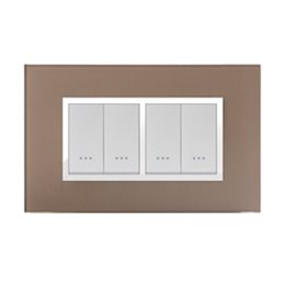 PLAQUE STIEL ALPHA 707-4VZ 4 MODULE VERRE BRONZ