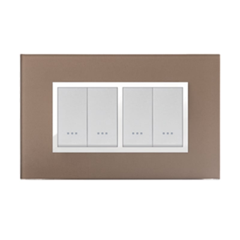 PLAQUE STIEL ALPHA 707-4VZ 4 MODULE VERRE BRONZ