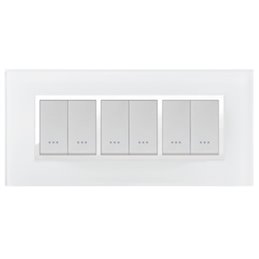 PLAQUE STIEL ALPHA 707-6VB 6 MODULE VERRE BLANC