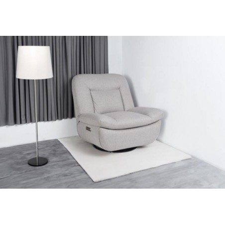 FAUTEUIL RELAX ADISSON EN TISSU GRIS AVEC MECANISME ELECTRIQUE