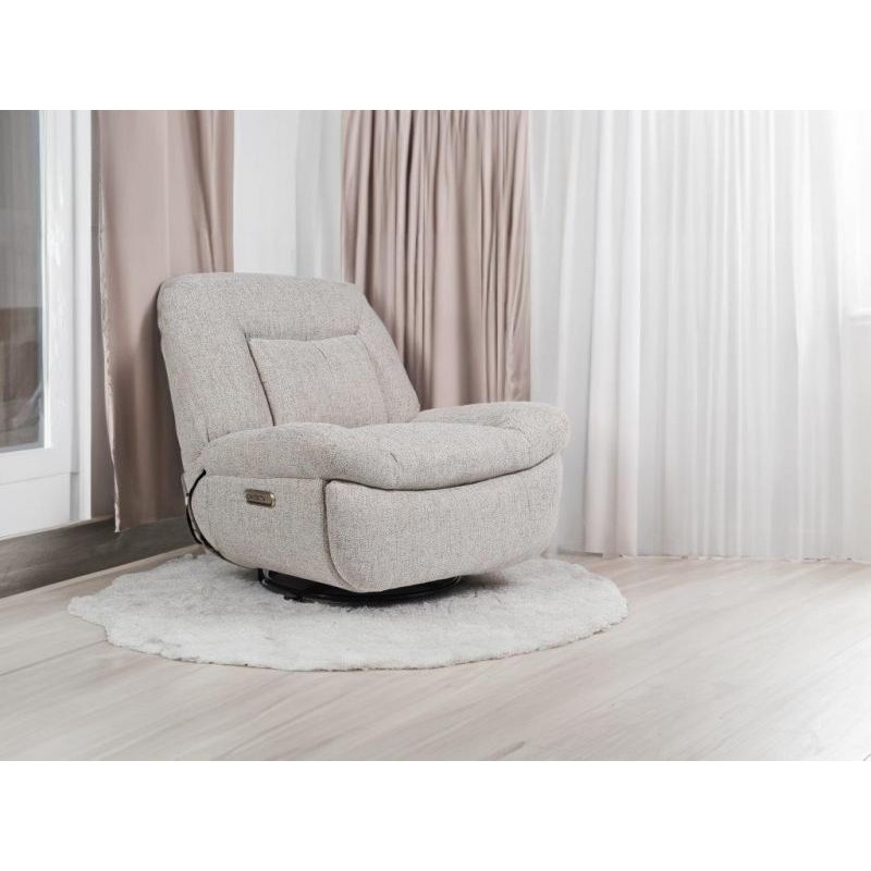 FAUTEUIL RELAX ADISSON EN TISSU TAUPE AVEC MECANISME ELECTRIQUE