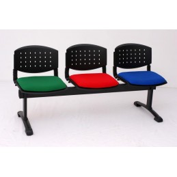 CHAISE JUMELEE LAYER TAPISSE A 3 PLACES SOCLE NOIRE