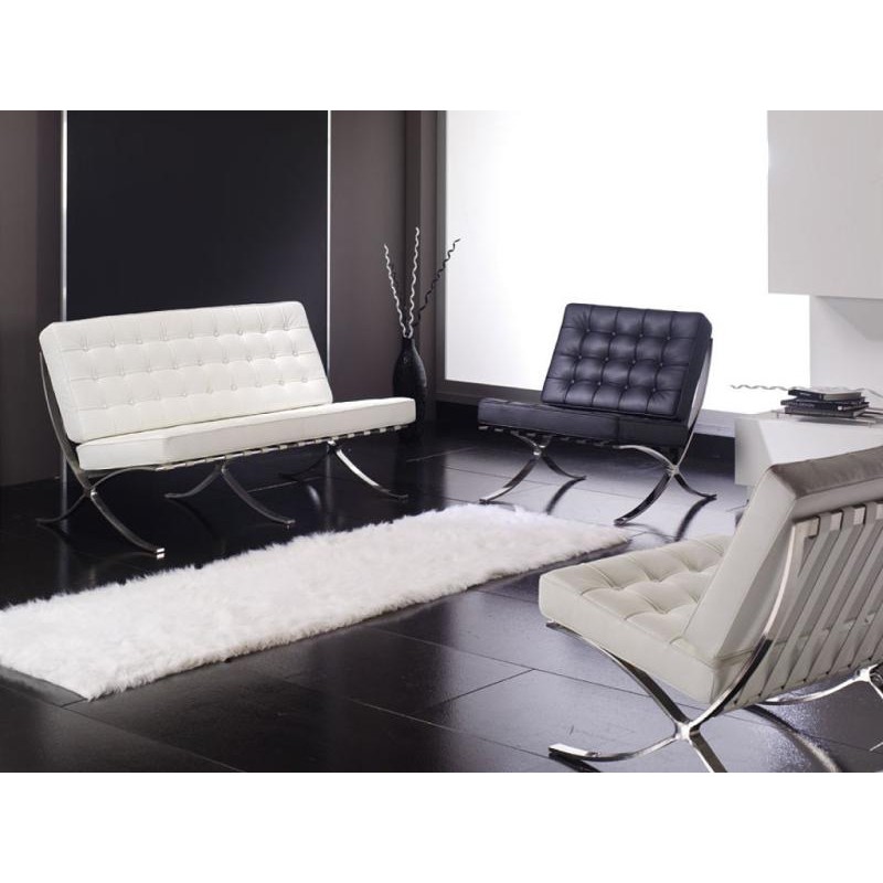 FAUTEUIL ET CANAPE BARCELONE BLANC