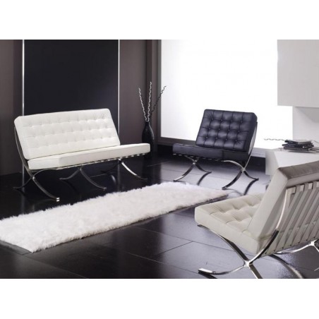 FAUTEUIL ET CANAPE BARCELONE BLANC