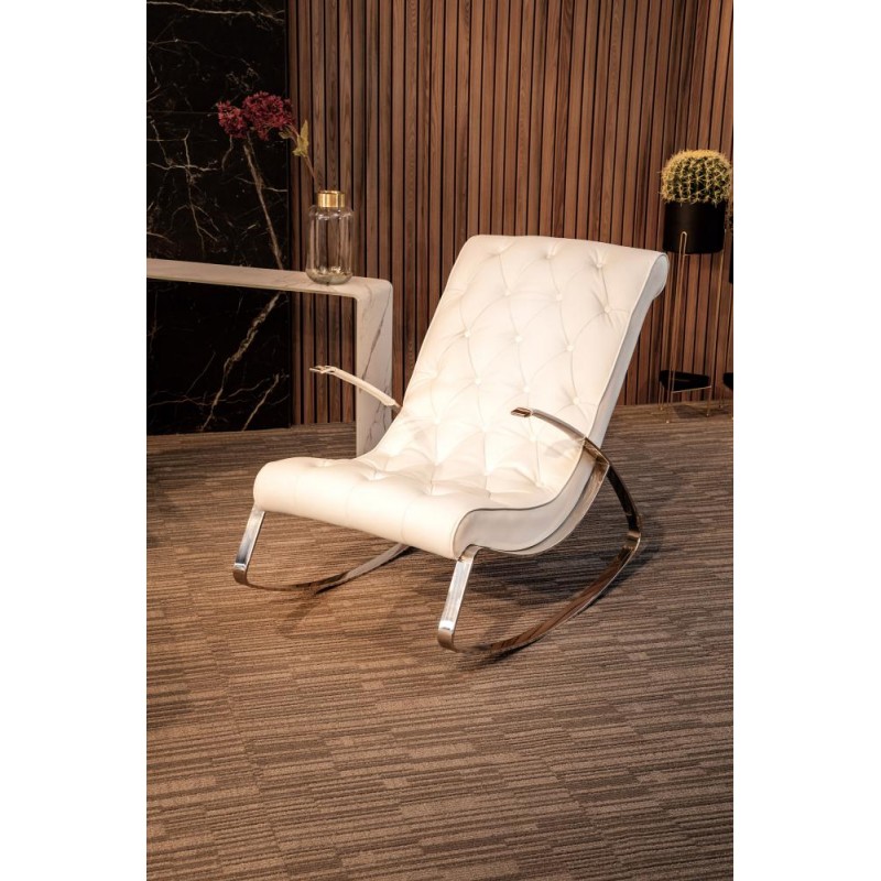 Fauteuil  Taylor basculant en cuir blanc