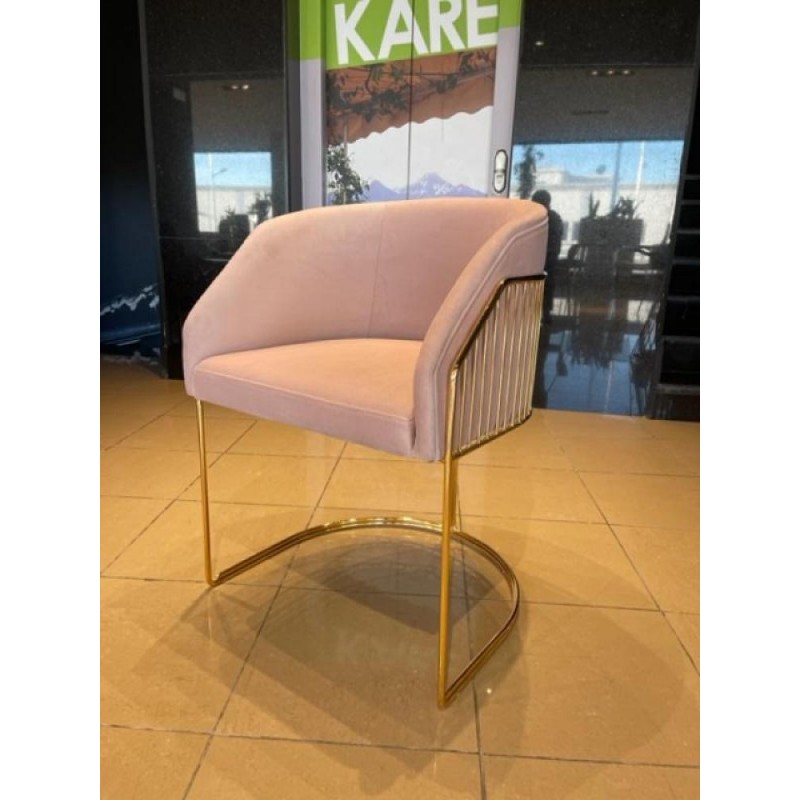 FAUTEUIL JOHANA DORÉ + VELOURS ROSE