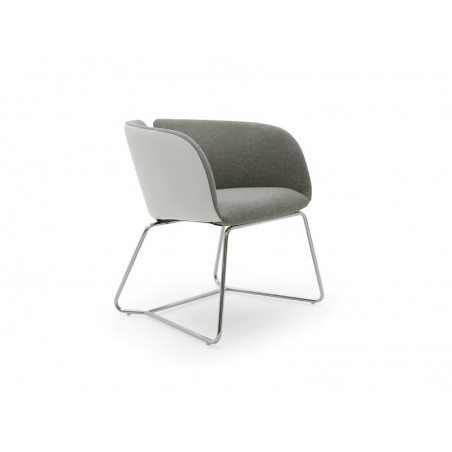 FAUTEUIL LOOK  GRIS AVEC PIED CHROME