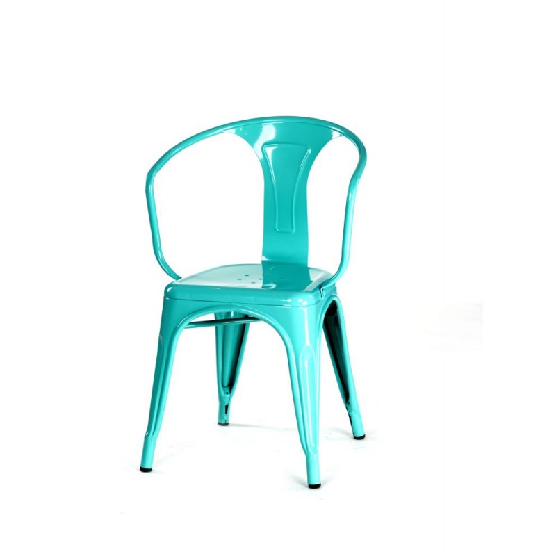 CHAISE TOLIX VERT D'EAU AVEC ACCOUDOIRS