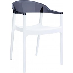 CHAISE CARMEN ASSISE EN BLANC + DOS NOIRE TRANSPARENT