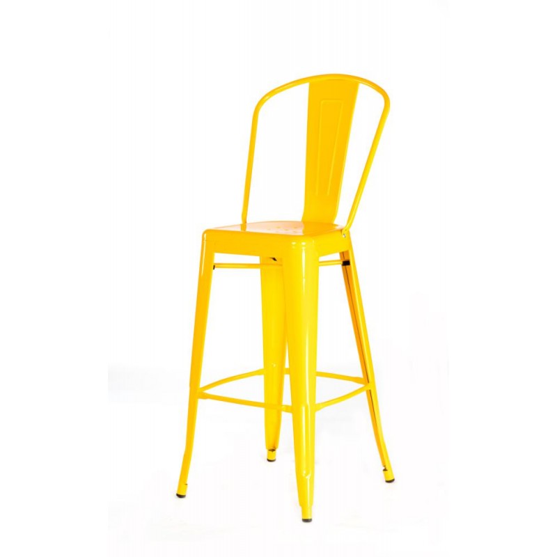 TABOURET TOLIX JAUNE AVEC DOSSIER HAUT