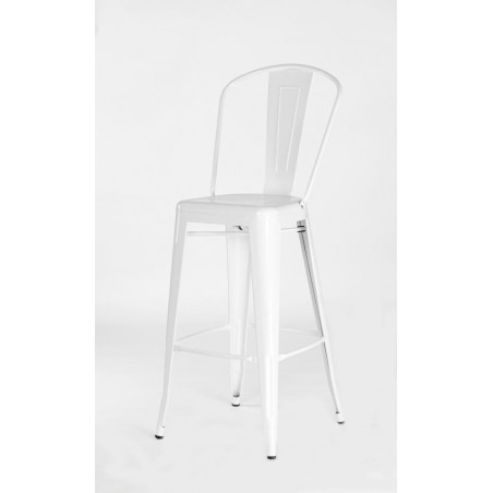 TABOURET TOLIX BLANC AVEC DOSSIER HAUT