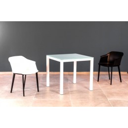 TABLE RACE 80X80 BLANC