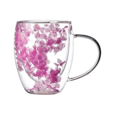 Tasse A Café Double Paroi Fleur Rose - 400ml