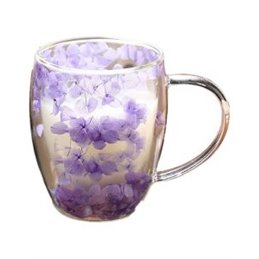 Tasse A Café Double Paroi Fleur Violet - 400ml