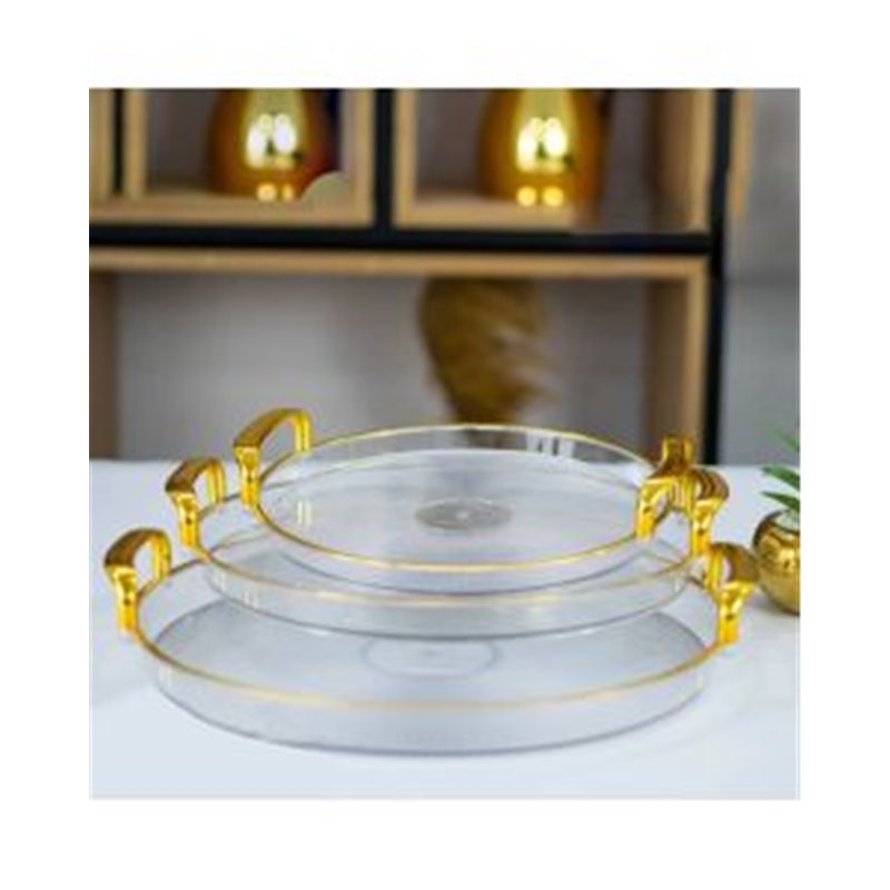 Lot De 3 Plateaux Ronds En Plexiglass - Doré