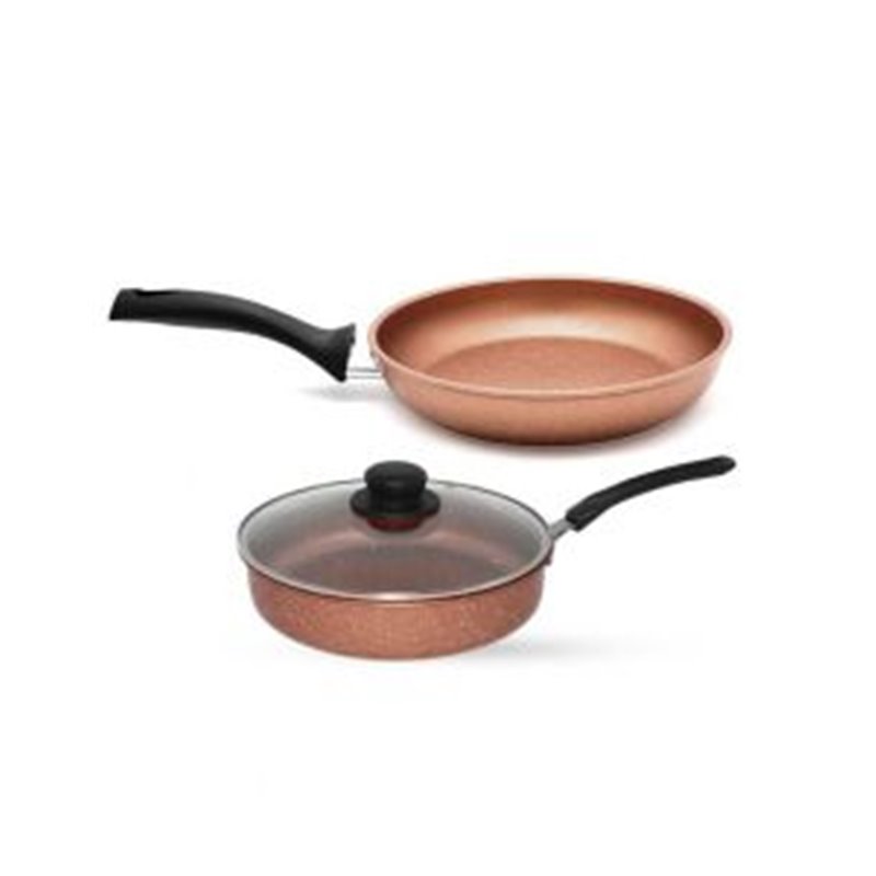 Pack El Gusto By COOK'ART De 3 Pièces Poêle + Sauteuse Avec Couvercle - Bronze