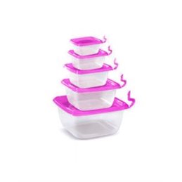 Lot De 5 Boîtes De Conservation MAX PLAST 340ml - 700ml -1500ml - 3L - 5.3L - Rose