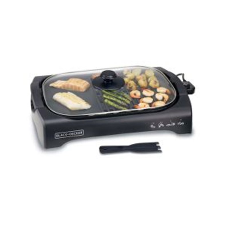 Barbecue Électrique Avec Couvercle BLACK&DECKER 2200W - Noir